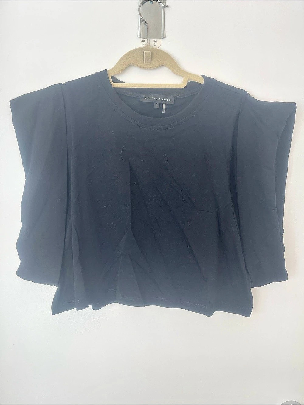 endless rose extended Shoulder Shirt Black Top Large